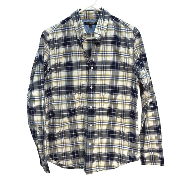 Banana Republic Oxford Shirt Slim Fit Plaid Checkered Long Sleeve Mens Medium - Picture 1 of 7